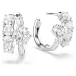 Matrix hoop earrings Round cut, White, Rhodium plated